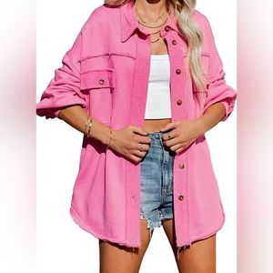 Women’s Ripped Frayed Denim Shacket (shirt jacket)